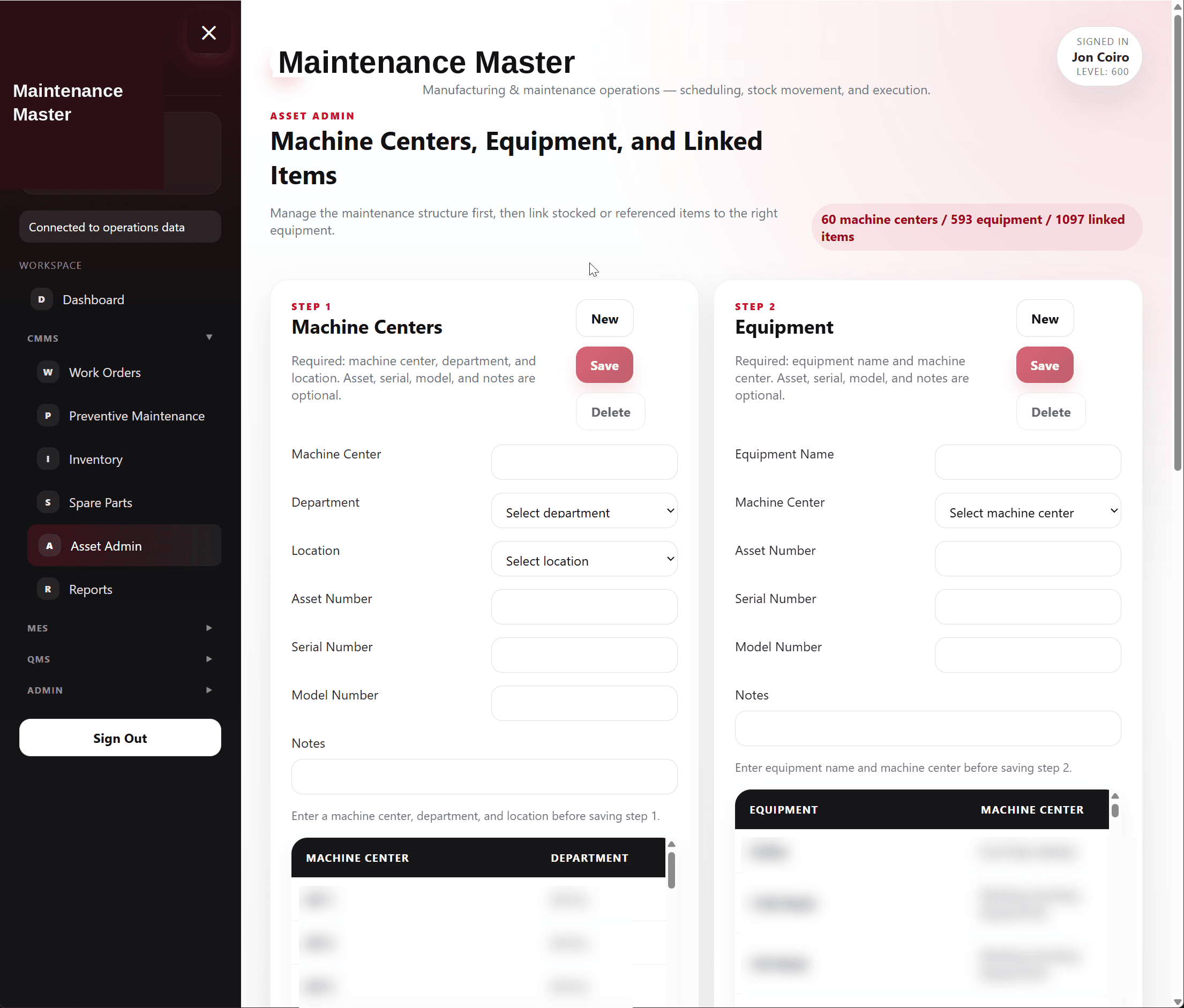 Maintenance Master Asset Admin