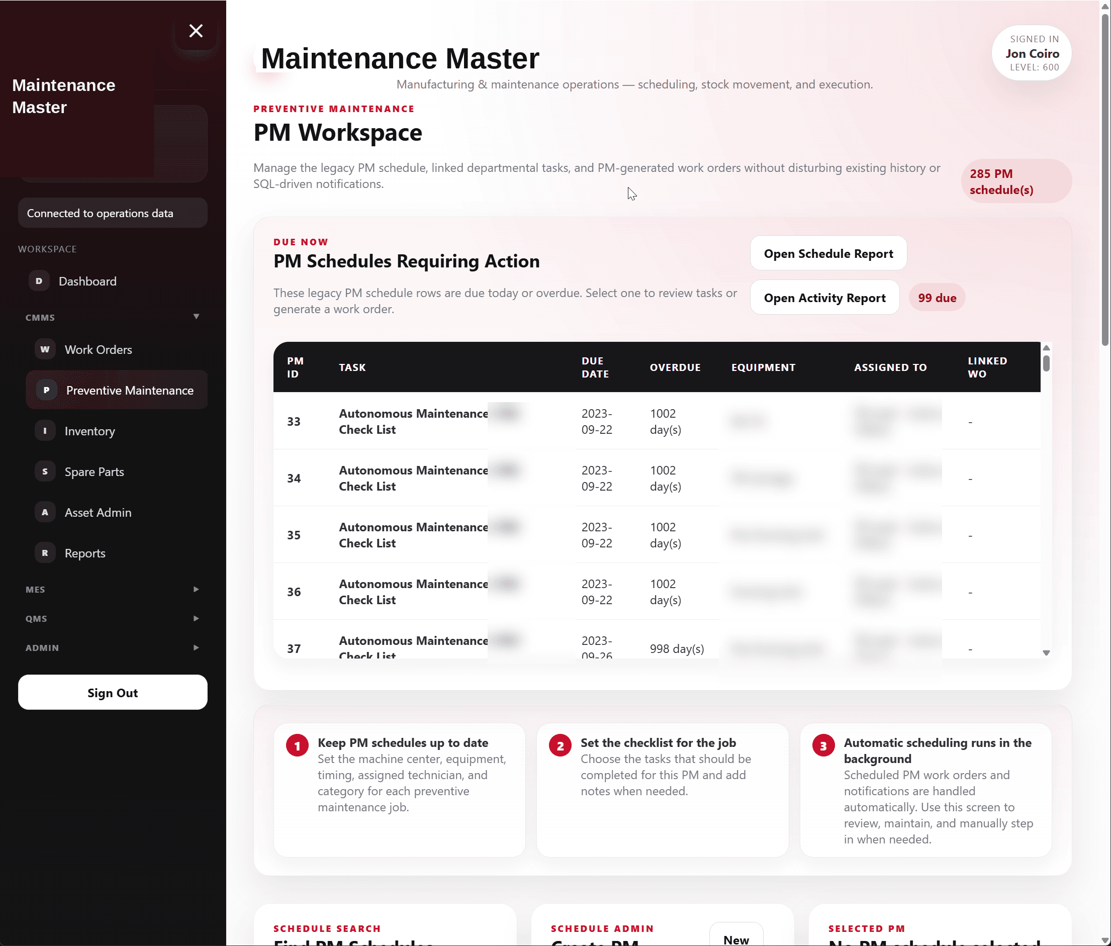 Maintenance Master Preventive Maintenance