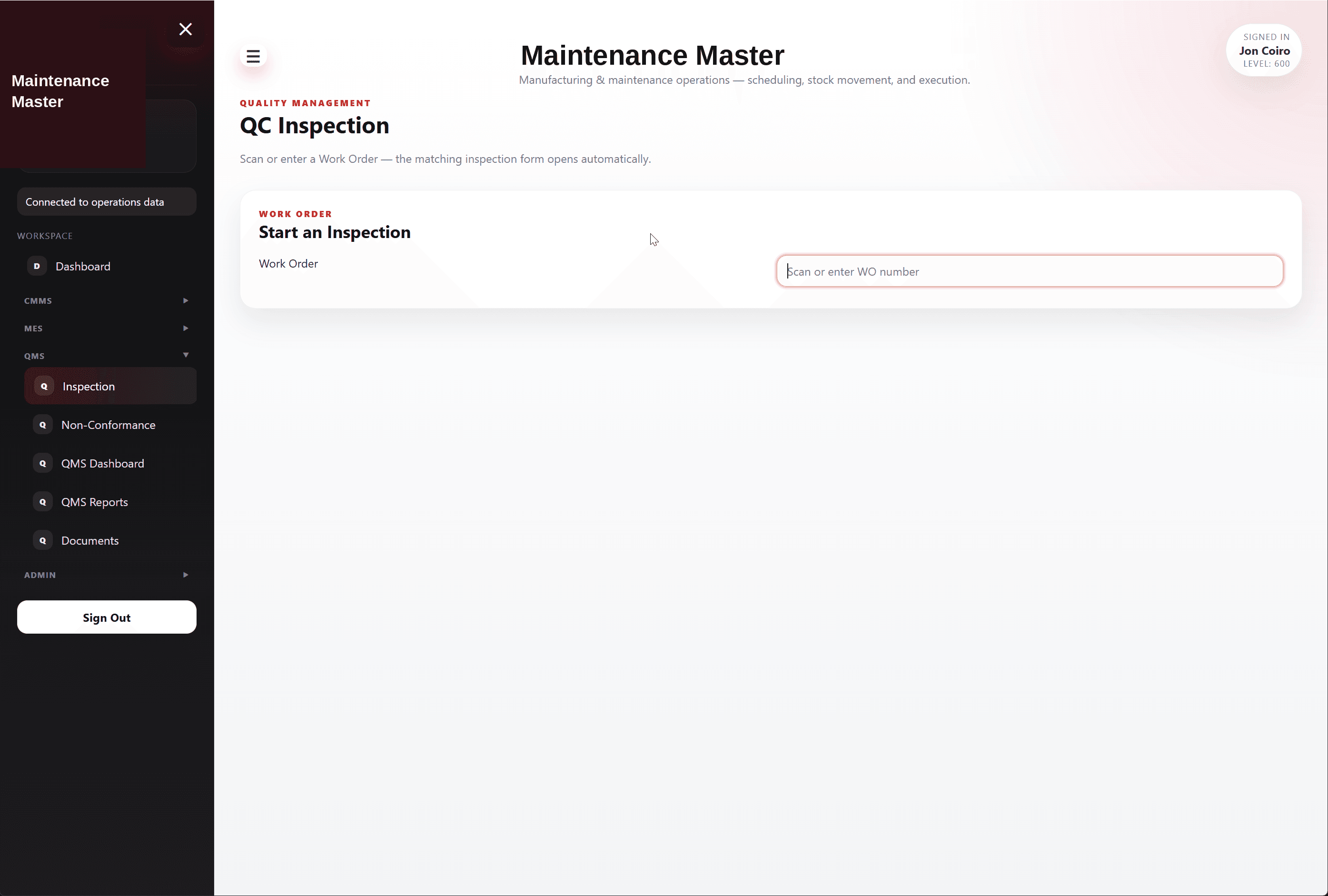 Maintenance Master QC Inspection