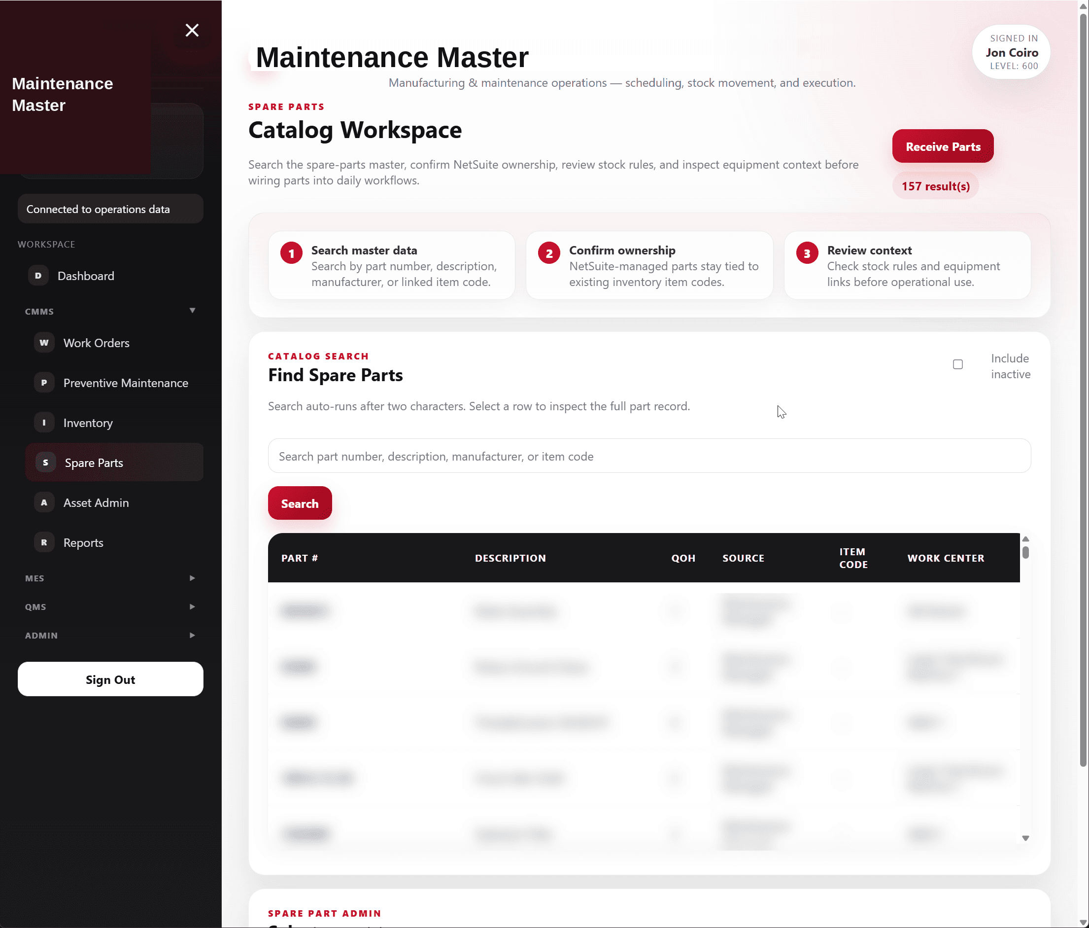 Maintenance Master Spare Parts Catalog