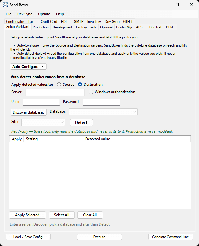 Sand Boxer Setup Assistant — Classic view