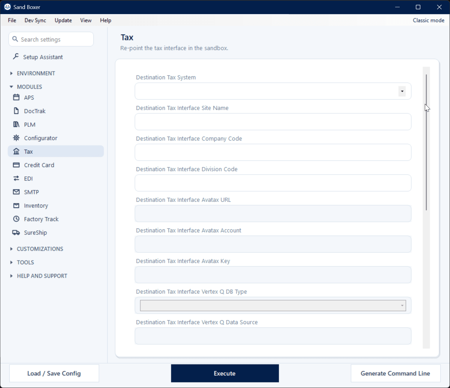 Tax interface