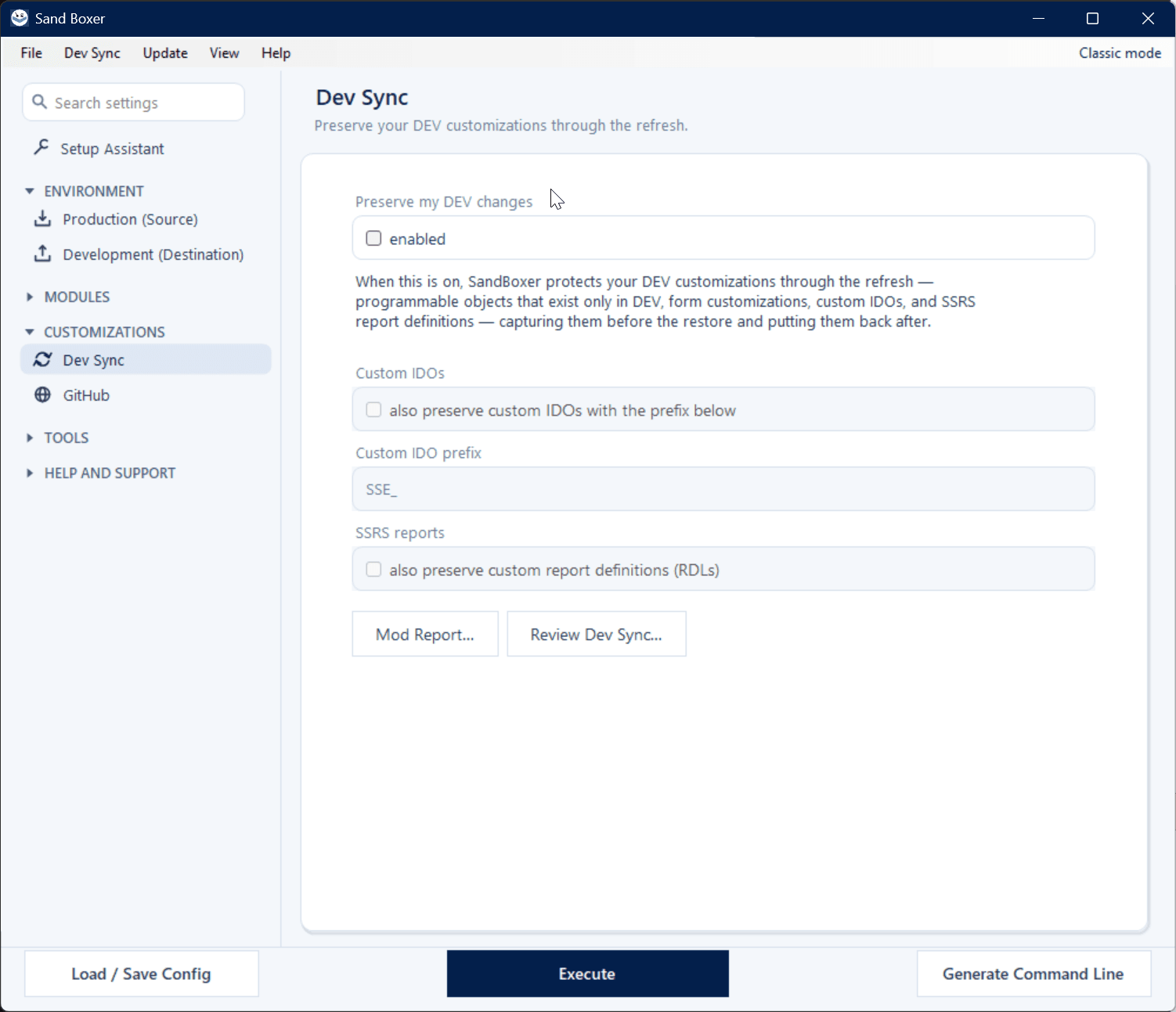 Sand Boxer Modern interface — Dev Sync