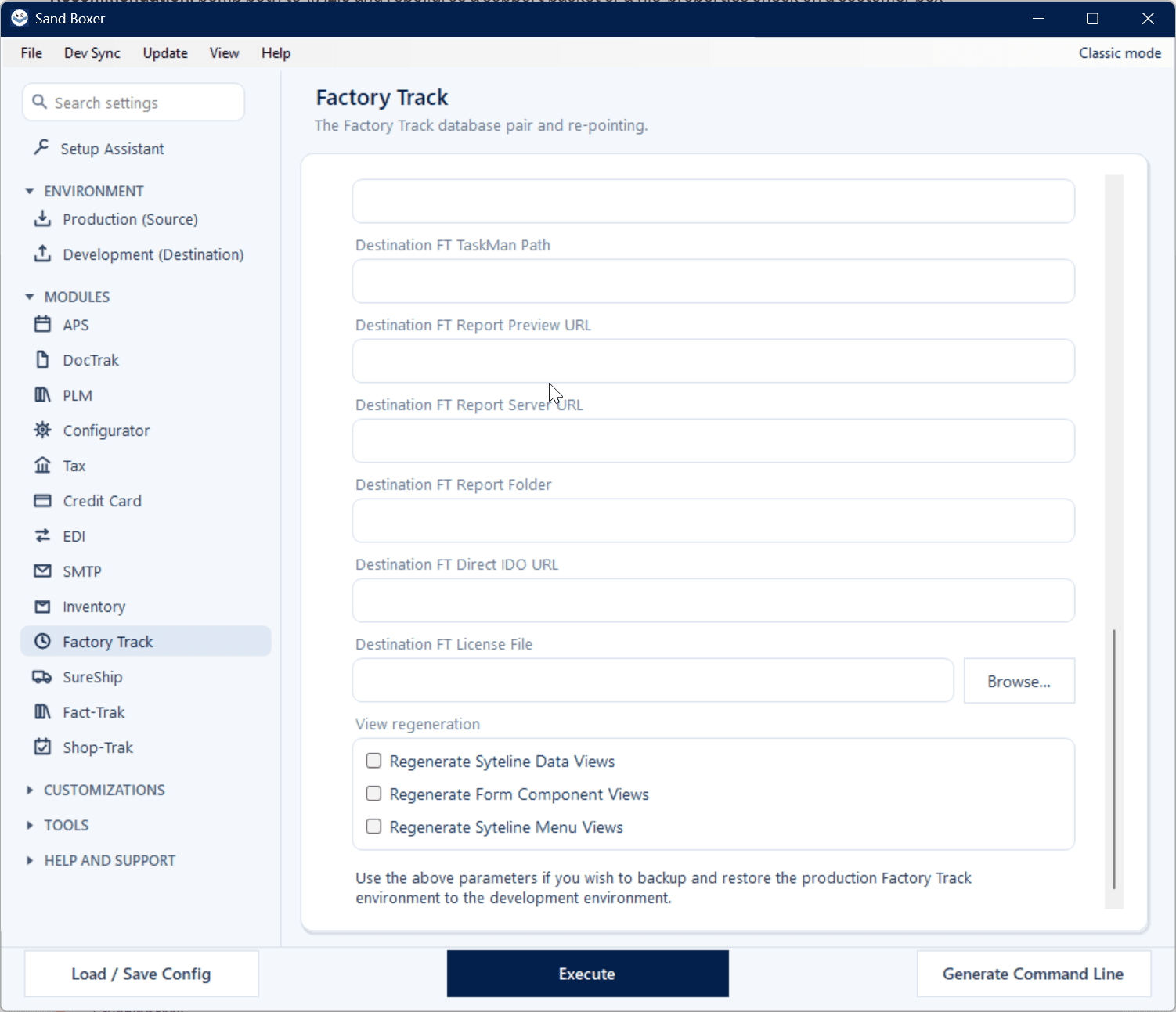 Sand Boxer Modern interface — Factory Track settings
