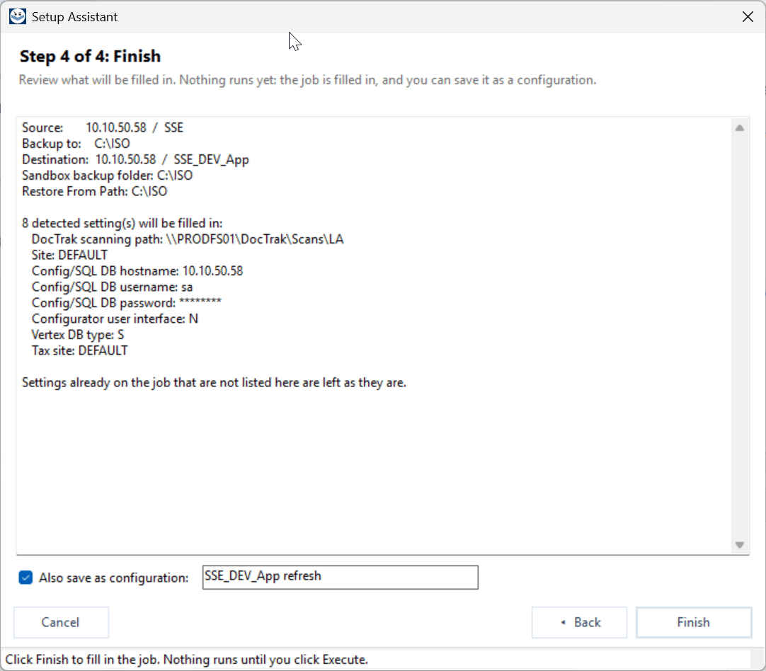 Setup wizard: Review and finish